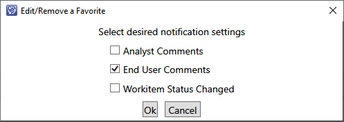 Favorite item notification settings